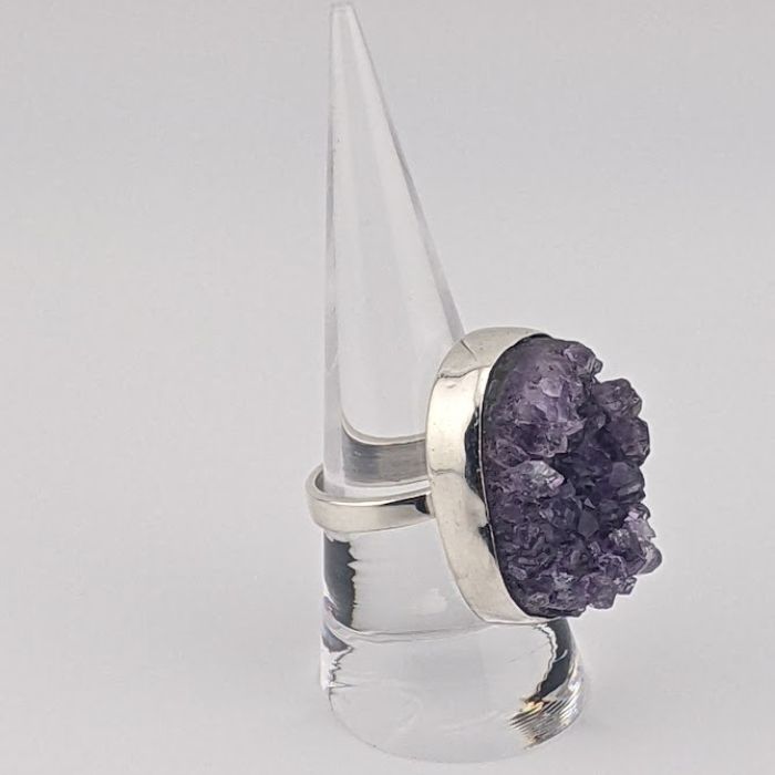 Amethyst Crystal Geode Ring