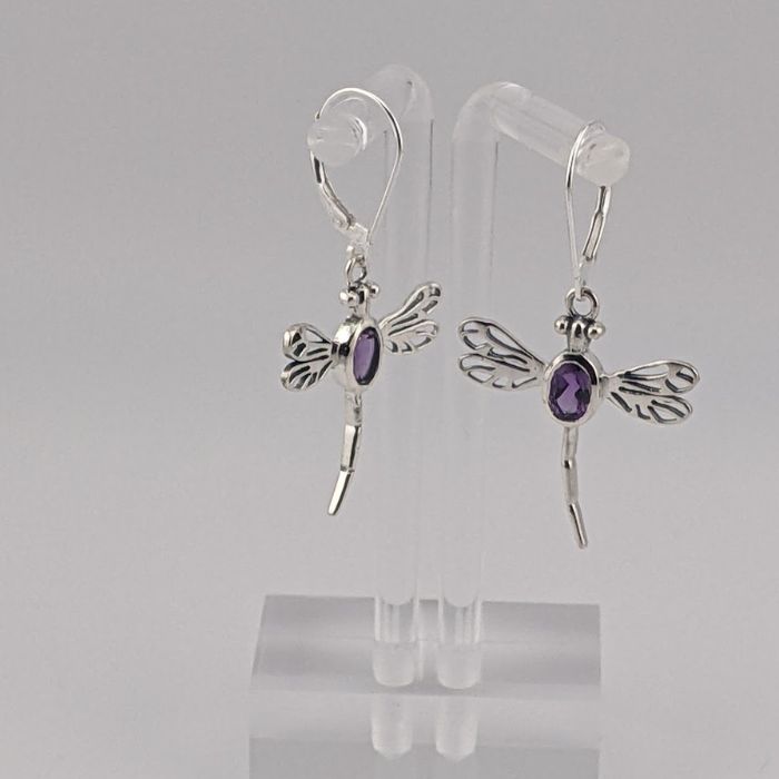 Amethyst Dragonfly Earrings