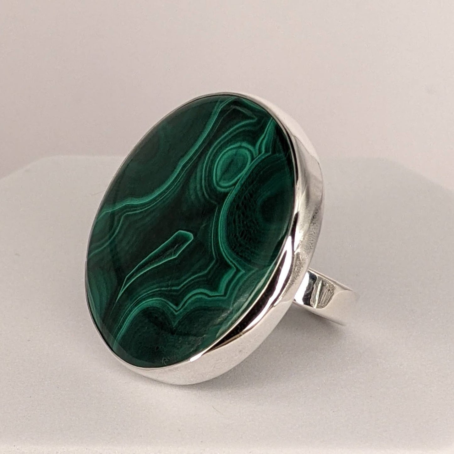 Malachite & Sterling Silver Lg. Teardrop Ring