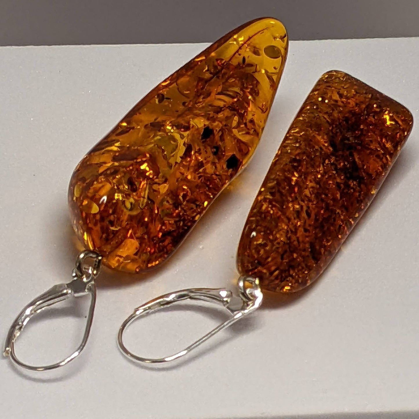 Cherry Amber All Stone Earrings