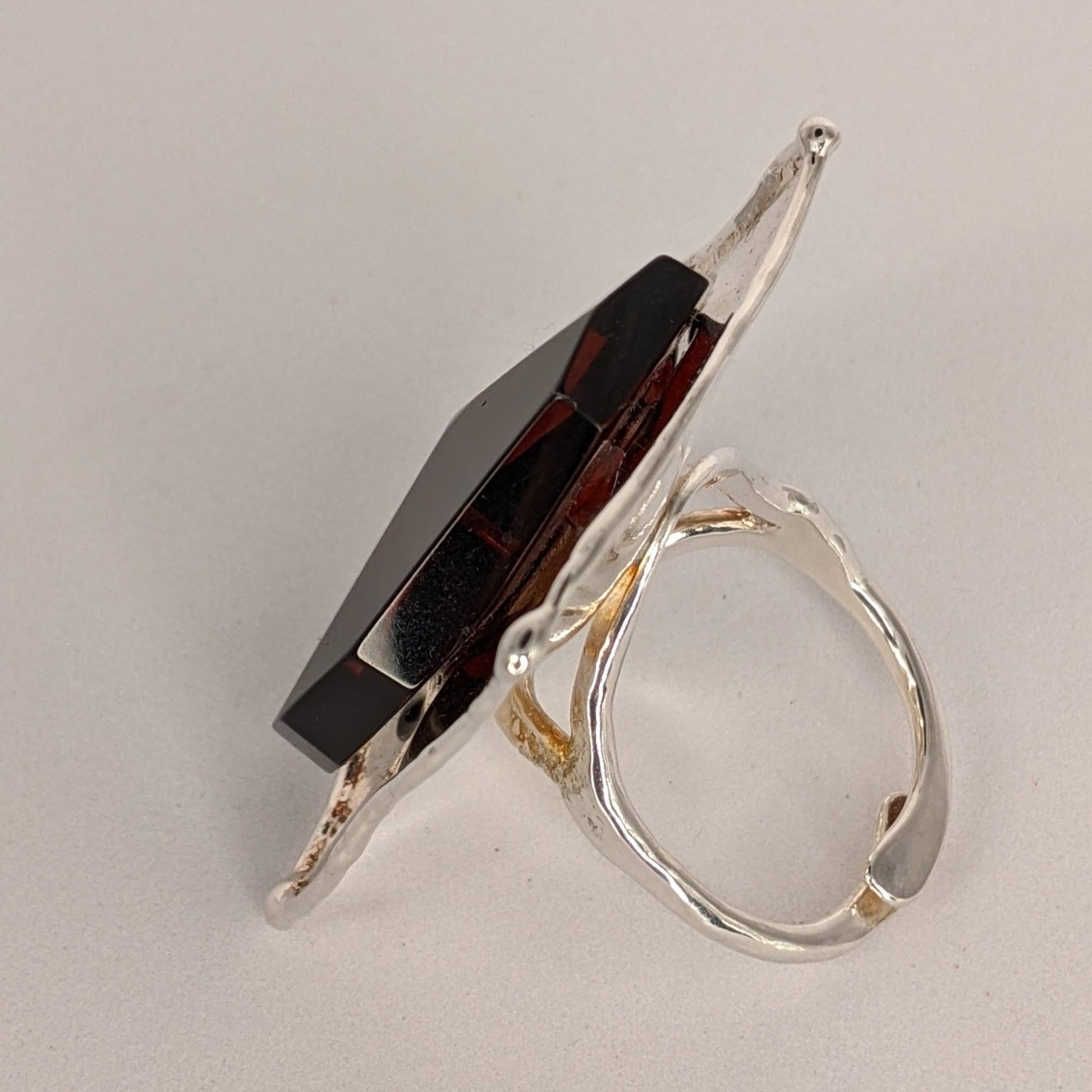 Cherry Baltic Amber Ring - side